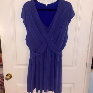 Free People Blue Draped V-Neck Dress